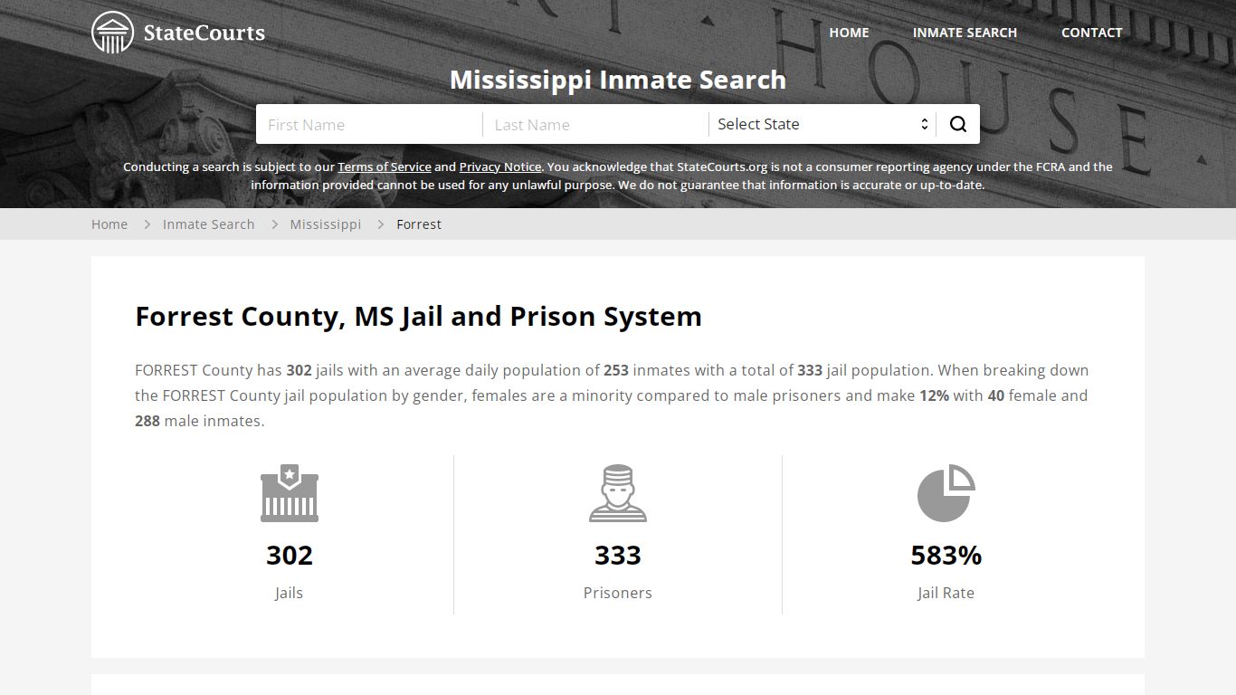 Forrest County, MS Inmate Search - StateCourts